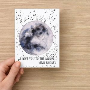 I love you to the moon and back greeting card.